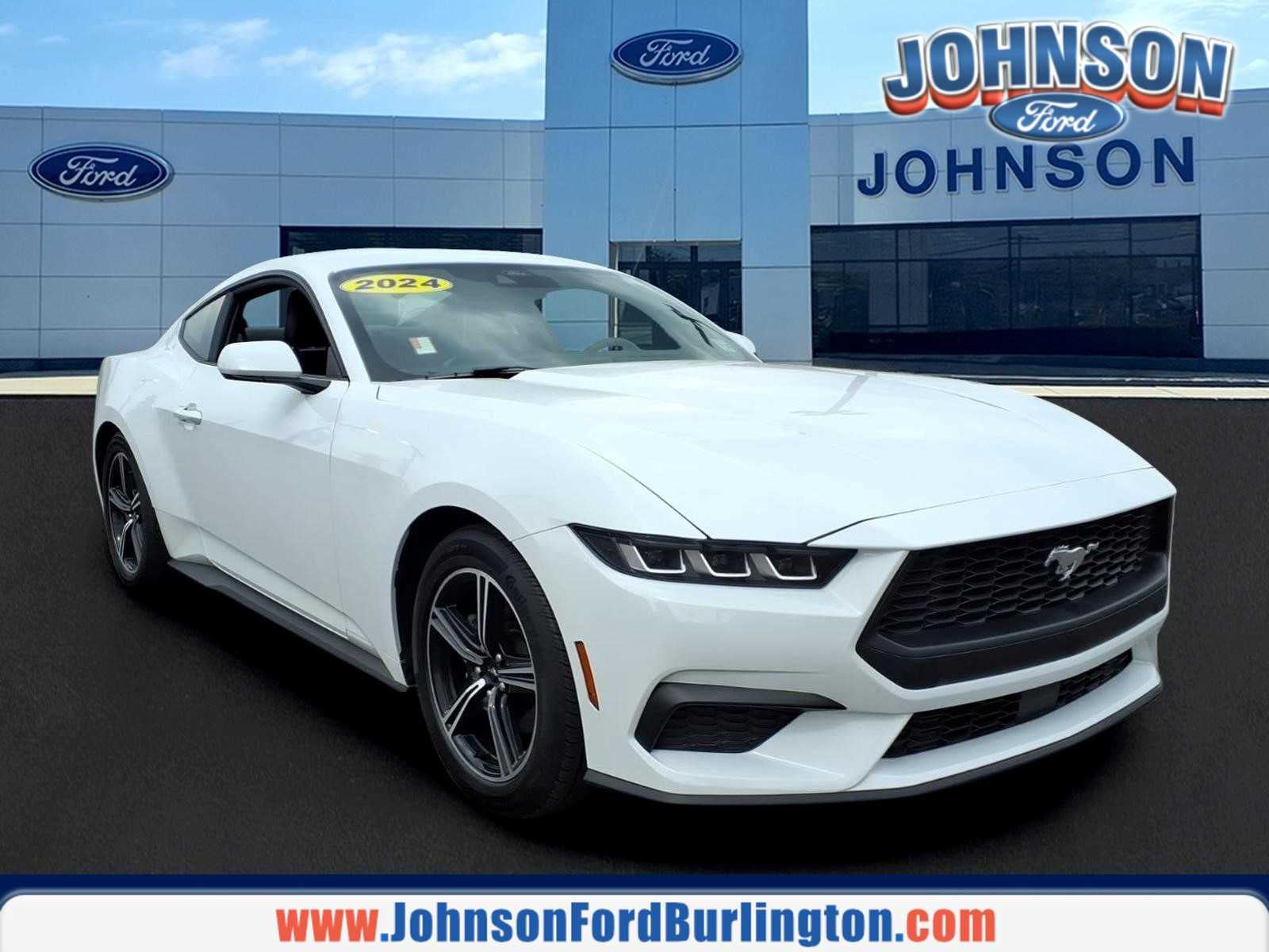 2024 Ford Mustang EcoBoost Premium in Oxford White — front three-quarter view