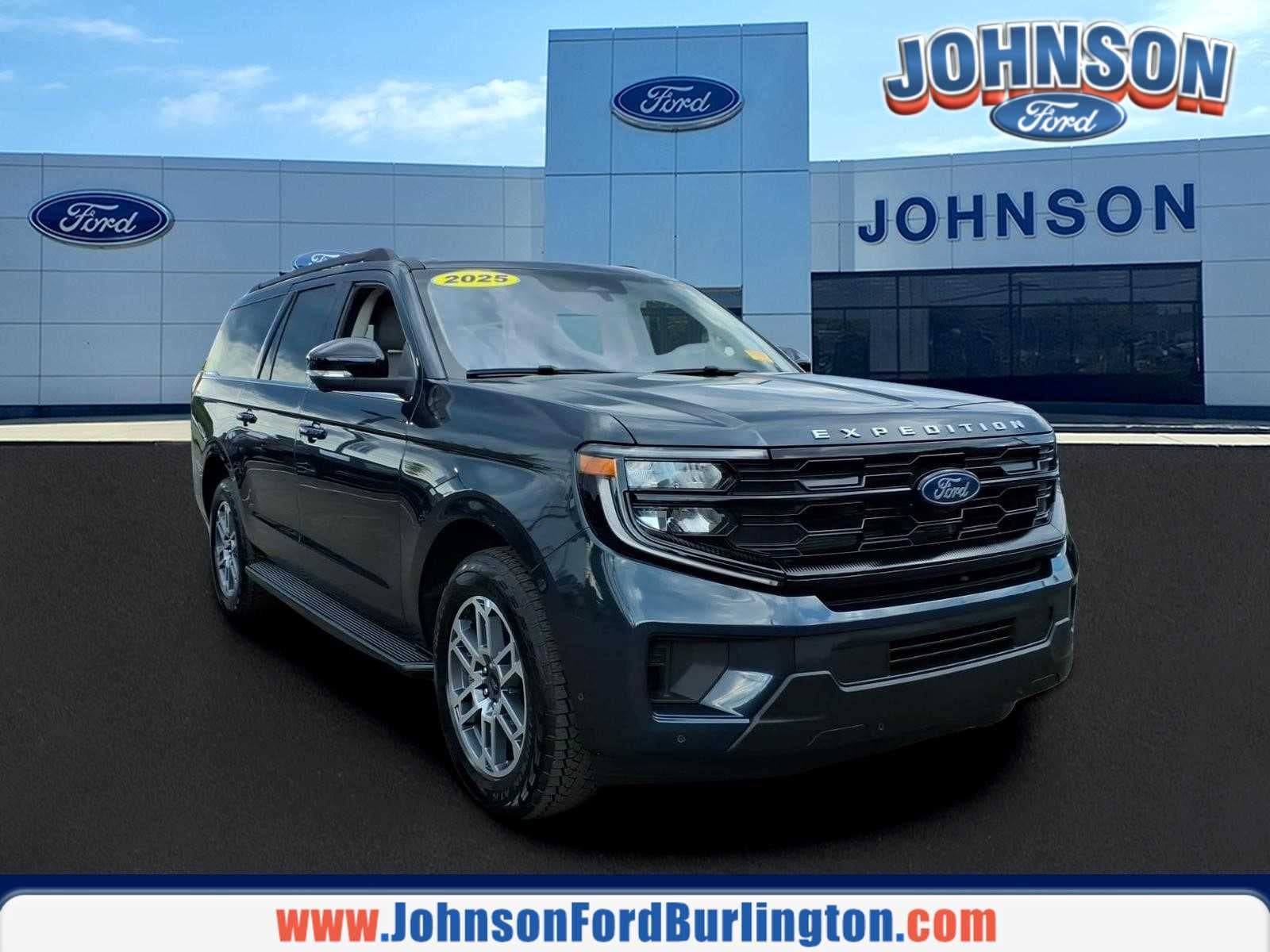 2025 Ford Expedition Max Active in Stone Blue Metallic — front three-quarter view