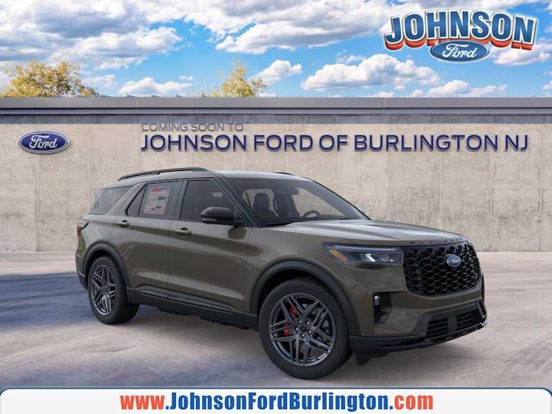 2026 Ford Explorer ST in Marsh Gray — front three-quarter view