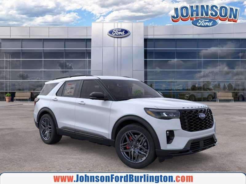 2026 Ford Explorer ST in Space White Metallic — front three-quarter view