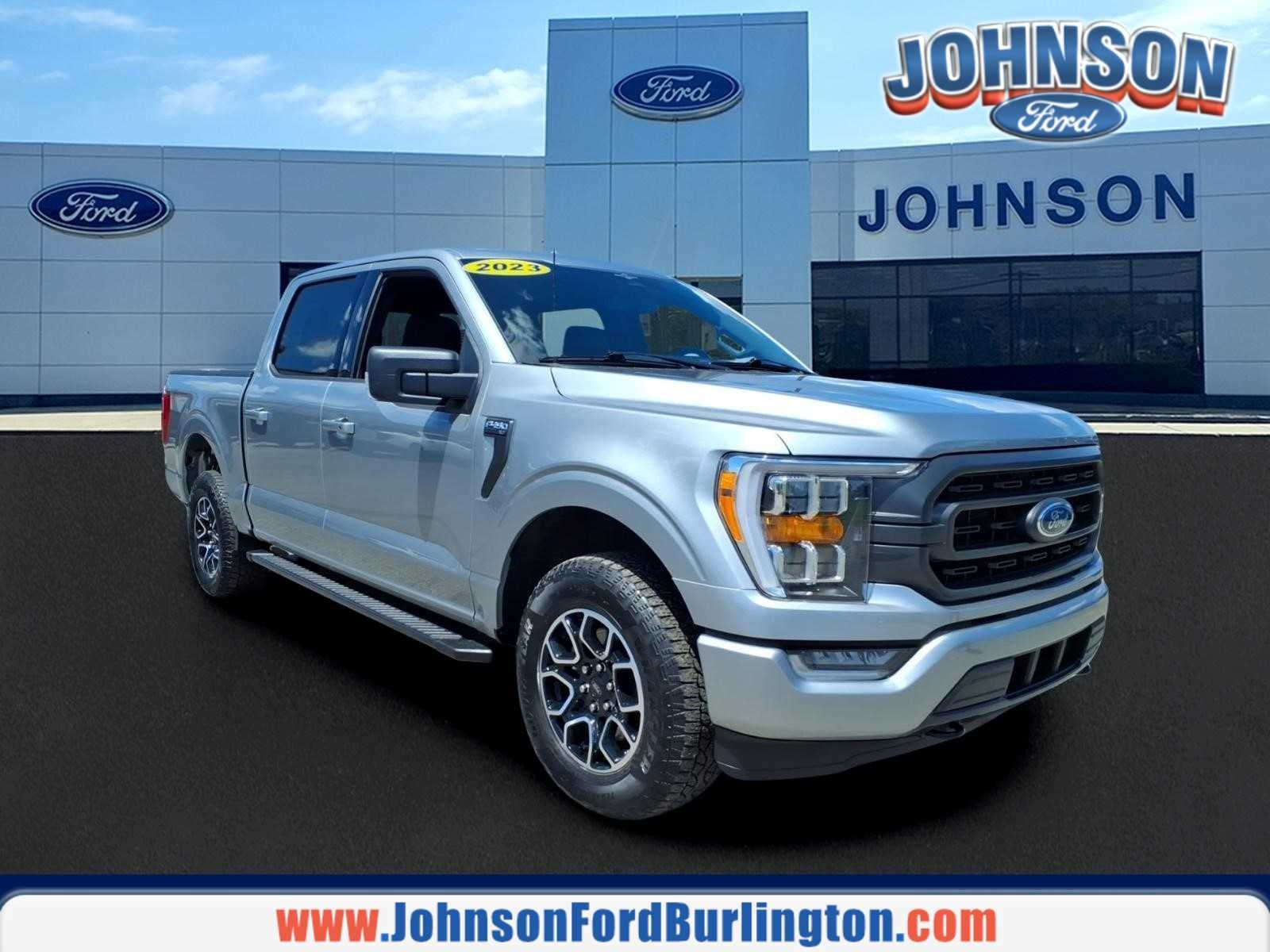 2023 Ford F-150 XLT in Iconic Silver — front three-quarter view