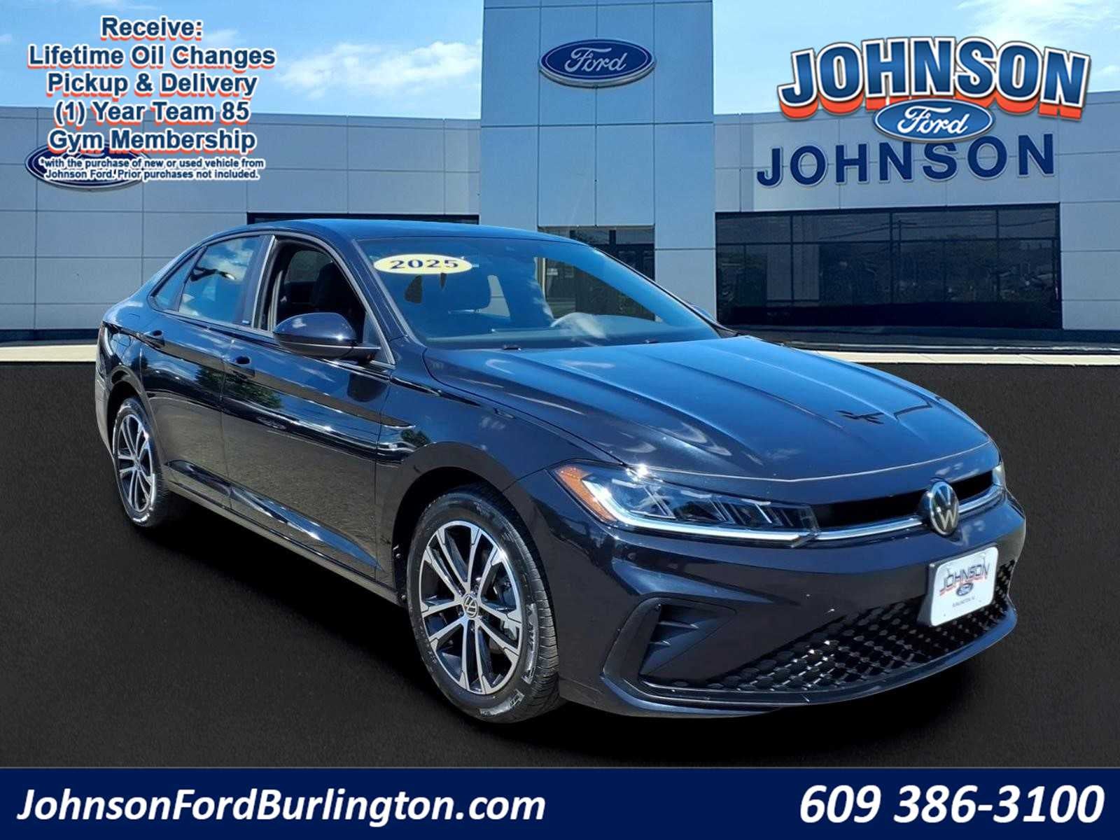 2025 Volkswagen Jetta Sport in Deep Black Pearl — front three-quarter view